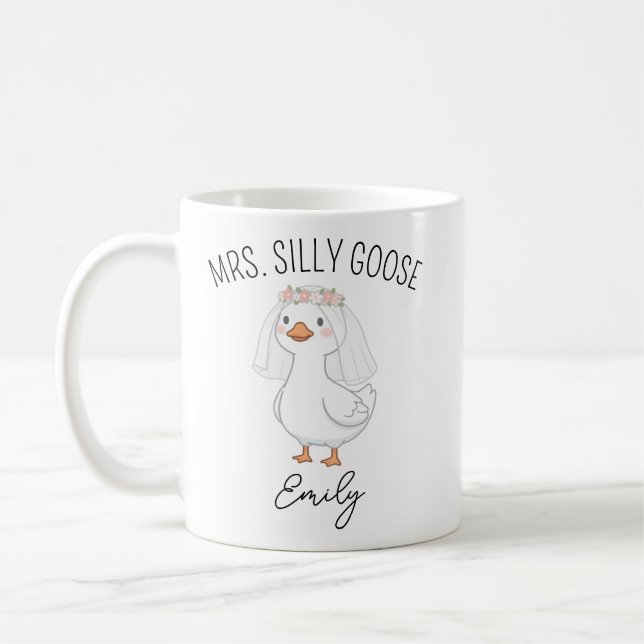 Café Caneca de casamento personalizada Mr. e Mrs. Ganso (Esquerda)