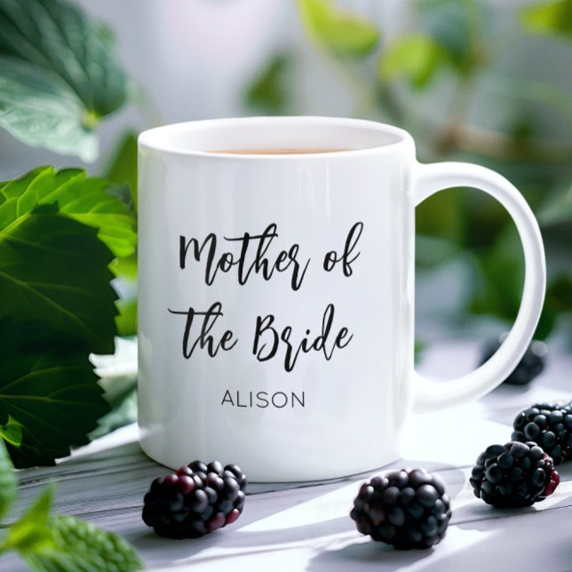 Café Caneca de casamento preta e branca da Mãe da Noiva (Criador carregado)