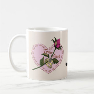 Café Caneca de casamento True Love Rings Rose