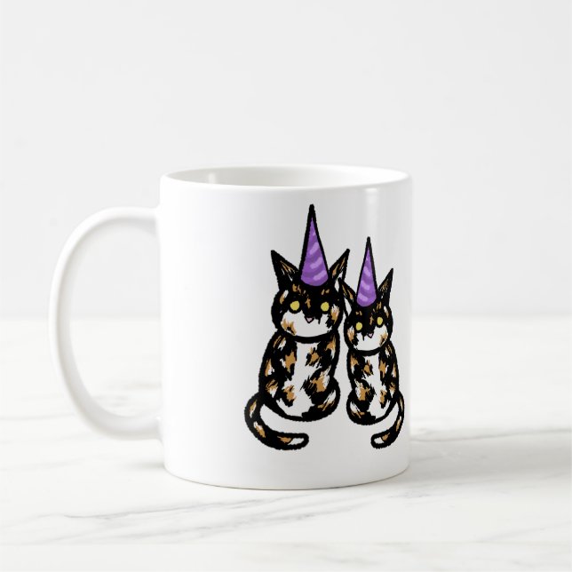 Café Caneca de Celebração do Gato Tricolor (Esquerda)