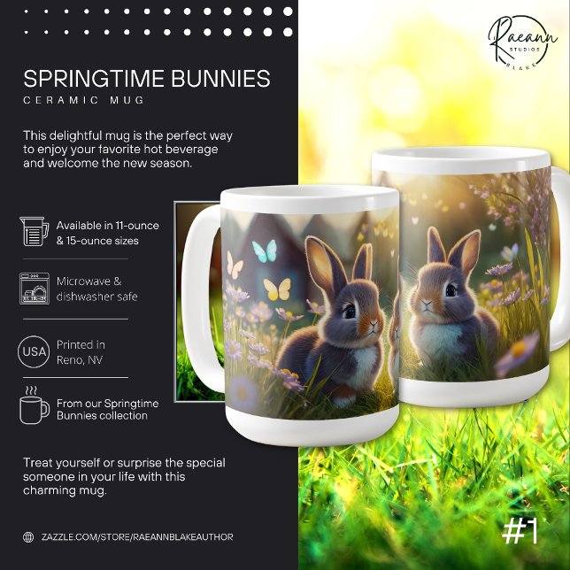 Café Caneca de Cerâmica #1 Coelhinhos da Primavera (Criador carregado)