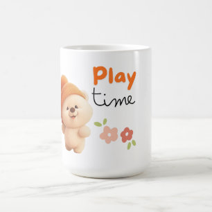 Café Caneca de Cerâmica Adorável "Play Time" Urso Chibi