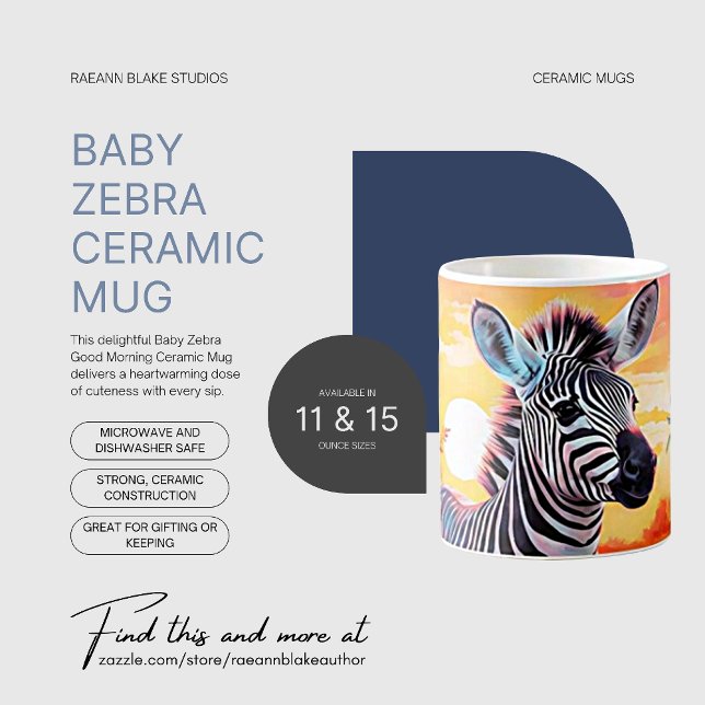 Café Caneca de Cerâmica Bebê Zebra Bom Dia (Criador carregado)