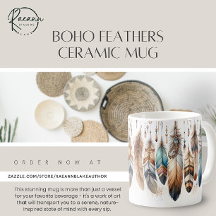 Café Caneca de Cerâmica Boho Feathers