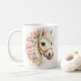Café Caneca de Cerâmica Cavalo Branco Aquarela com Tran
