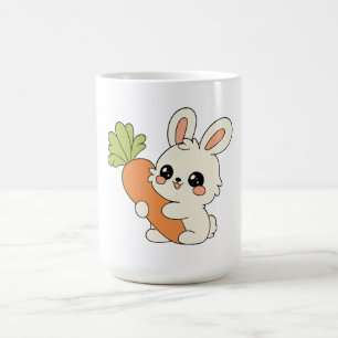 Café Caneca de Cerâmica Coelho Kawaii Segurando Cenoura