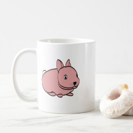 Café Caneca de cerâmica com desenho de coelho rosa