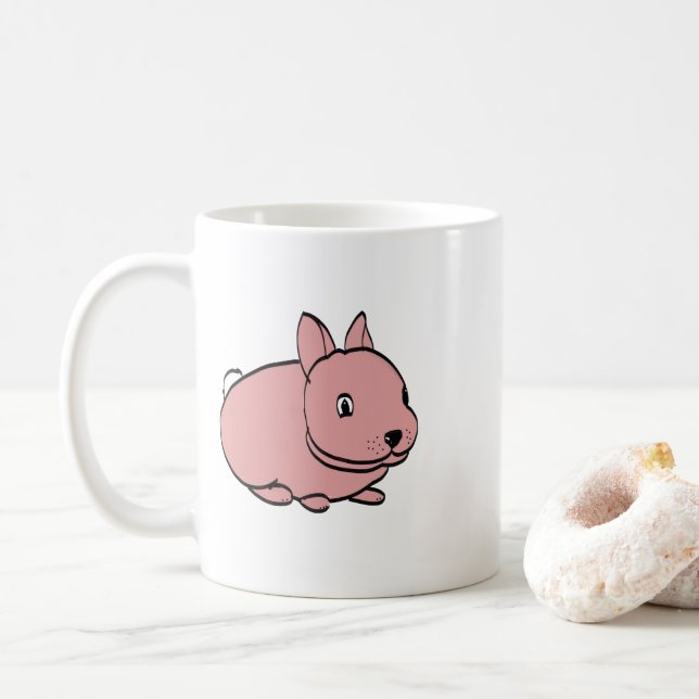 Café Caneca de cerâmica com desenho de coelho rosa (Com Donut)