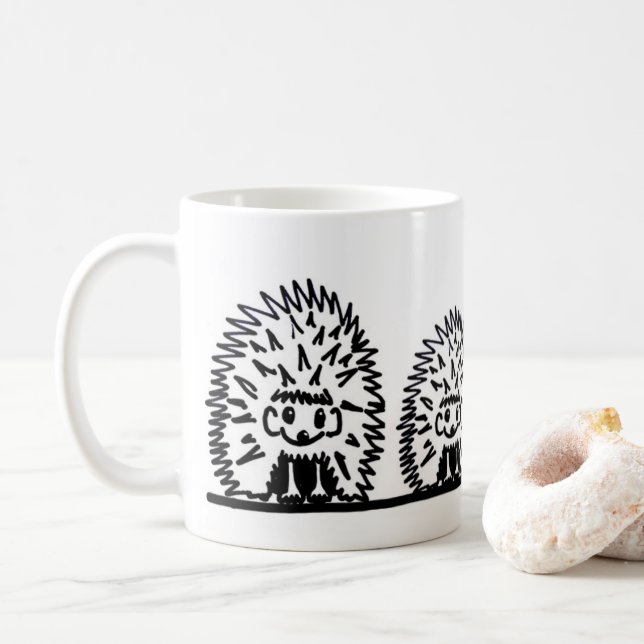 Café Caneca de cerâmica com desenho de família de ouriç (Com Donut)