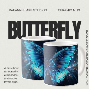Café Caneca de Cerâmica com Design de Borboleta Azul