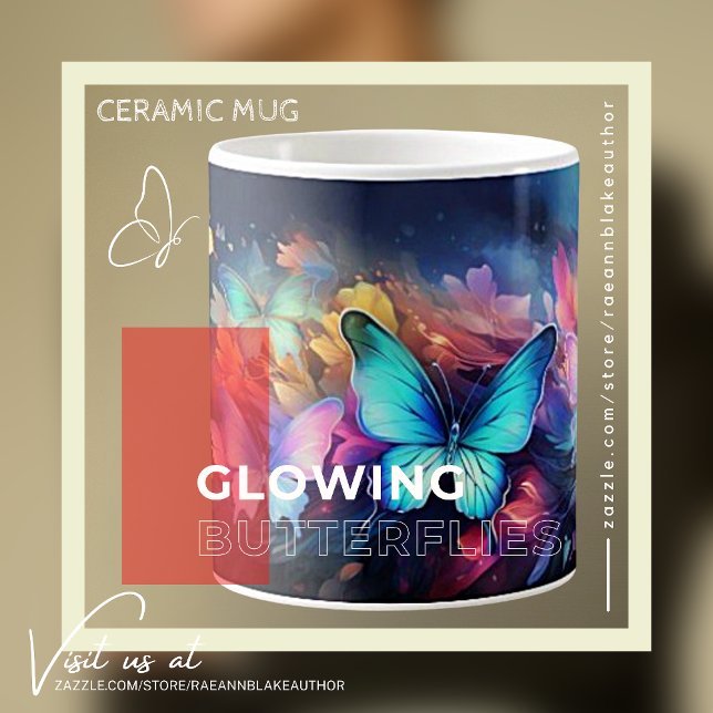 Café Caneca de Cerâmica com Design de Borboleta Luminos (Criador carregado)