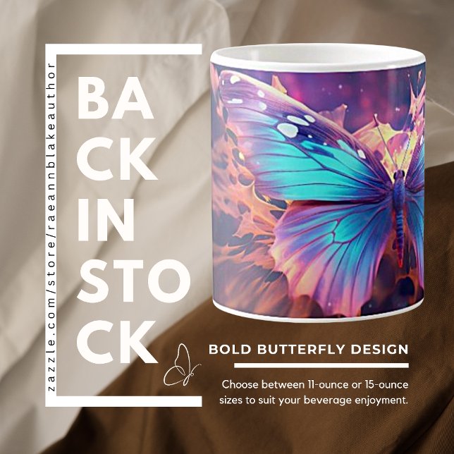 Café Caneca de Cerâmica com Design de Borboleta Ousado (Criador carregado)
