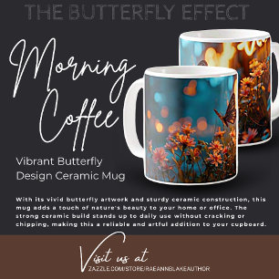 Café Caneca de Cerâmica com Design de Borboleta Vibrant