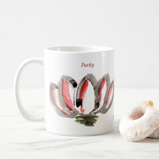Café Caneca de cerâmica com design de pureza de flor de (Com Donut)