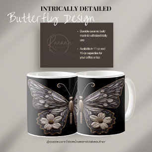 Café Caneca de Cerâmica com Design Detalhado de Borbole