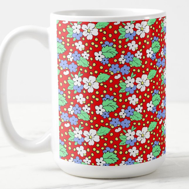 Café Caneca de cerâmica com flores vermelhas e brancas (Criador carregado)