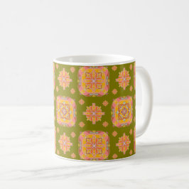 Café Caneca de Cerâmica com Grade Floral