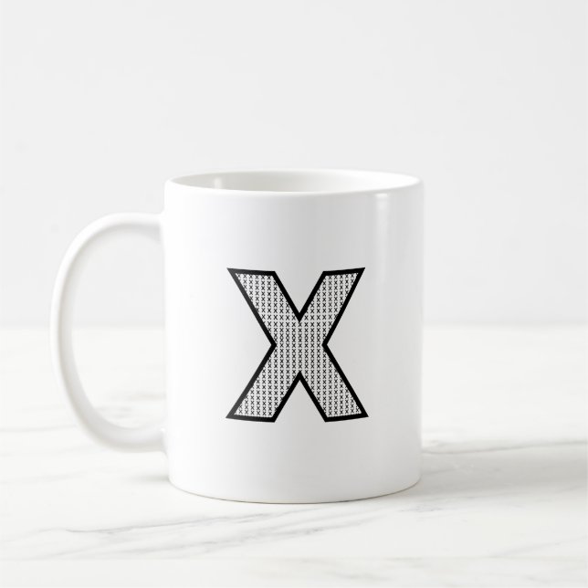 Café Caneca de Cerâmica com Letra X Personalizada Monog (Esquerda)