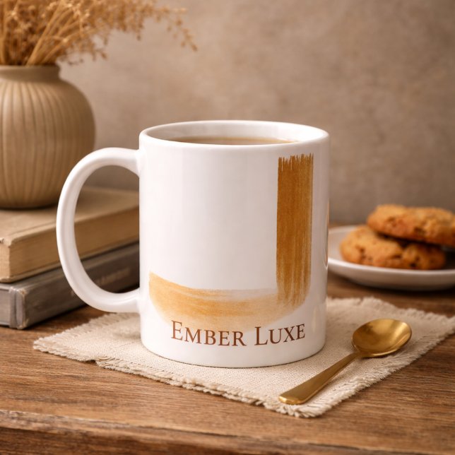 Café Caneca de Cerâmica com Listra Dourada Brilhante Lu (A white base with gold accents adds a refined note to quiet moments and daily rituals.)