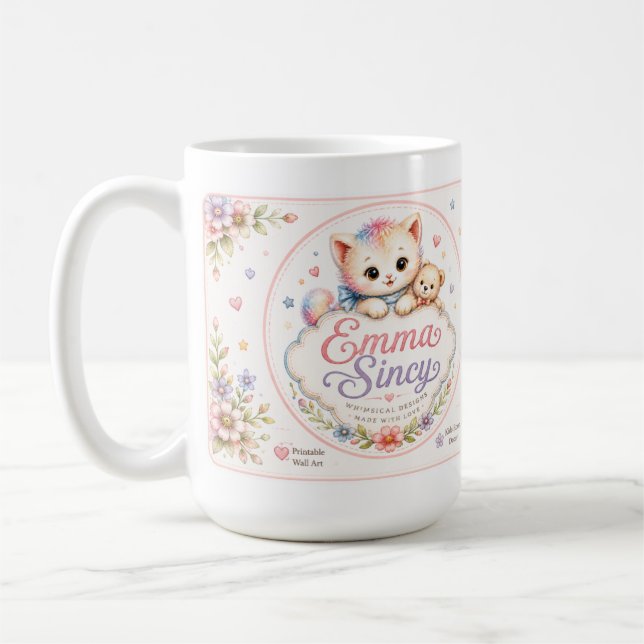 Café Caneca de Cerâmica com Logotipo Emma Sincy (Esquerda)
