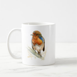 Café Caneca de cerâmica com o robin olhando para a dire