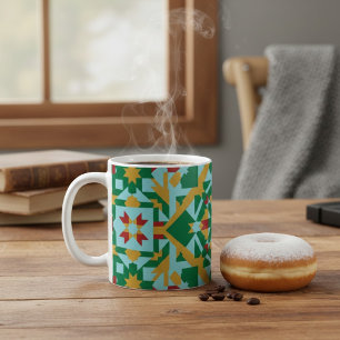 Café Caneca de Cerâmica com Padrão Geométrico Moderno e