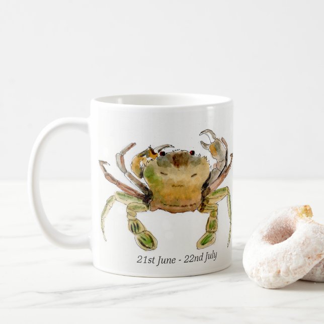 Café Caneca de cerâmica com signo de Câncer (Com Donut)