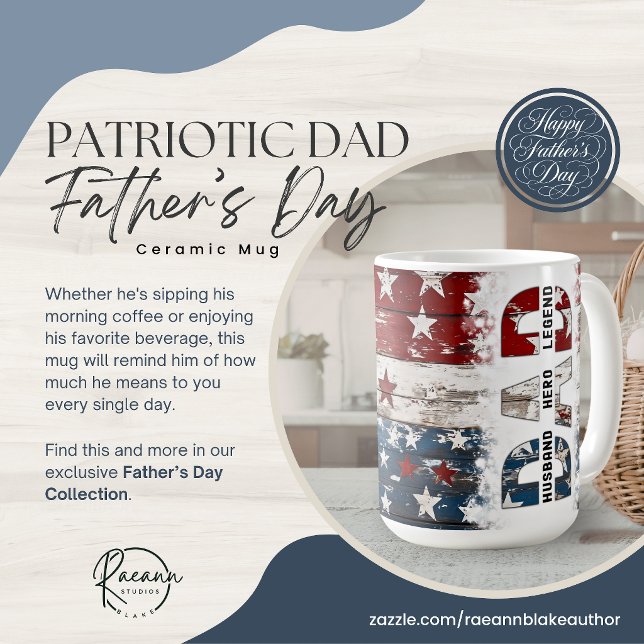 Café Caneca de Cerâmica Dia dos Pais Patriótica (Criador carregado)