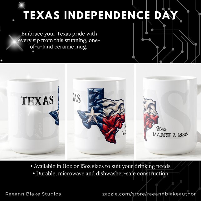 Café Caneca de Cerâmica do Dia da Independência do Texa (Criador carregado)