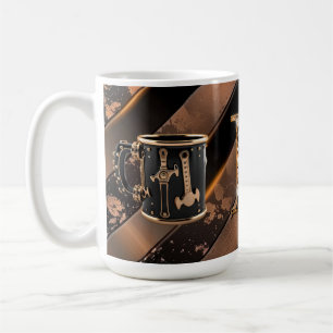 Café Caneca de Cerâmica Ferramenta Preto e Cobre do Pap