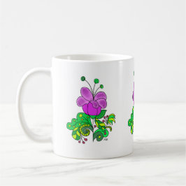 Café Caneca de Cerâmica Flor Roxa Caprichosa
