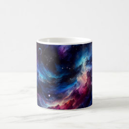 Café Caneca de Cerâmica Nebulosa Cósmica Aquarela Galáx