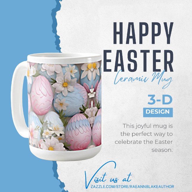 Café Caneca de Cerâmica Ovos de Páscoa Feliz 3-D (Criador carregado)