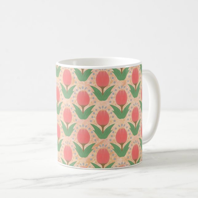 Café Caneca de Cerâmica Tulipas Alegres (Frente Esquerda)