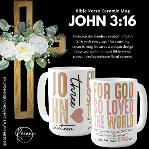Café Caneca de Cerâmica Versículo Bíblico João 3:16