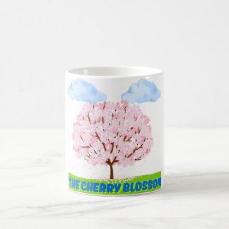 Café caneca de cereja florida