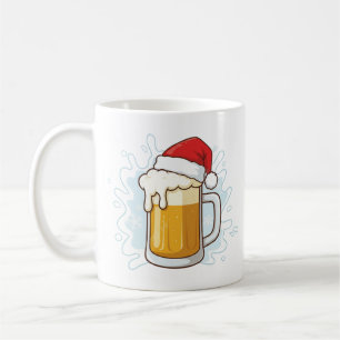 Café Caneca de cerveja de Natal com chapéu de Papai Noe