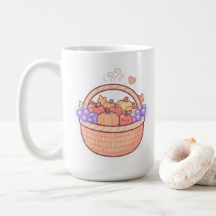 Café Caneca de Cesta de Colheita de Pixel Kawaii