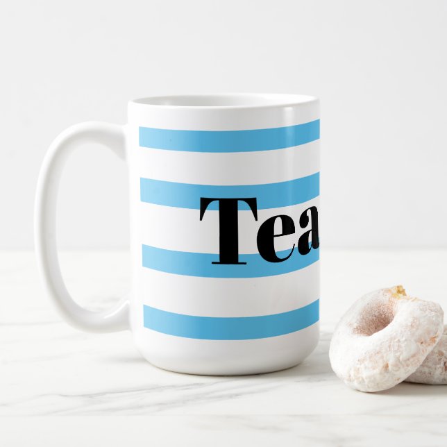 Café Caneca de Chá Clássica - Argolas Azuis (Com Donut)