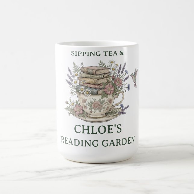 Café Caneca de Chá com Nome Personalizado Botânico Vint (Centro)