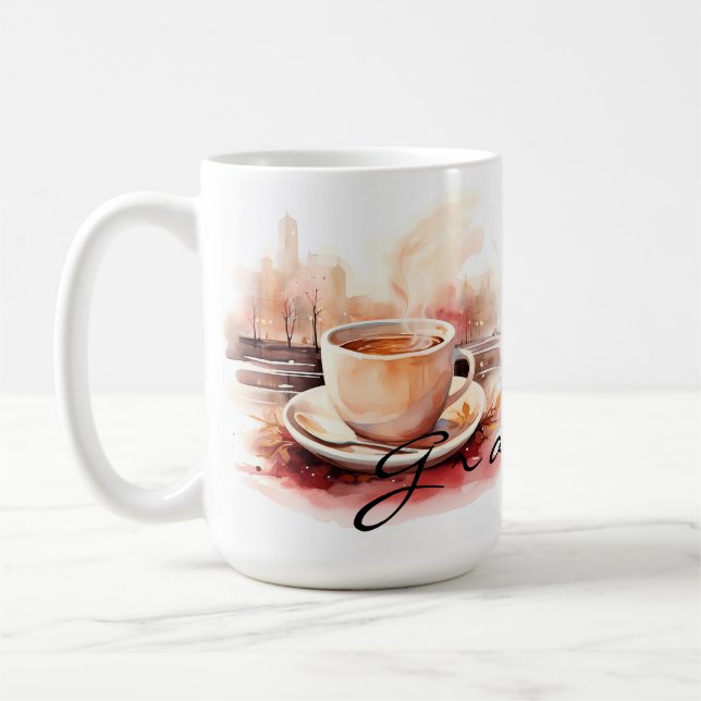 Café Caneca de Chá da Vovó | Nome Personalizado e Desig (Esquerda)