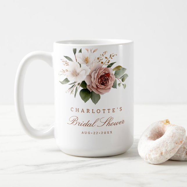Café Caneca de Chá de Noiva Floral de Outono – Presente (Com Donut)