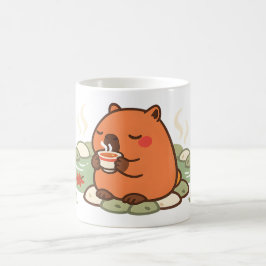 Café Caneca de Chá do Capivara Fofo no Onsen