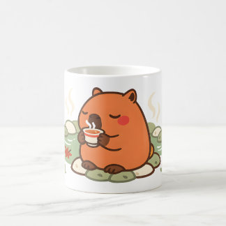 Café Caneca de Chá do Capivara Fofo no Onsen