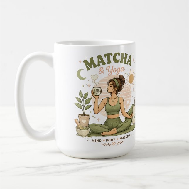 Café Caneca de Chá Matcha para Amantes de Yoga (Esquerda)