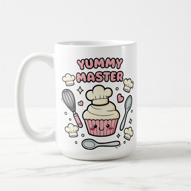 Café Caneca de Chef de Cupcake Kawaii Fofa (Esquerda)