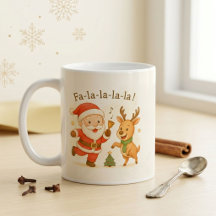 Caneca de Chocolate Quente do Papai Noel Dançando