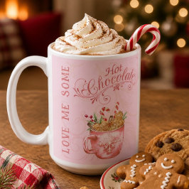 Café Caneca de Chocolate Quente Natal Rosa