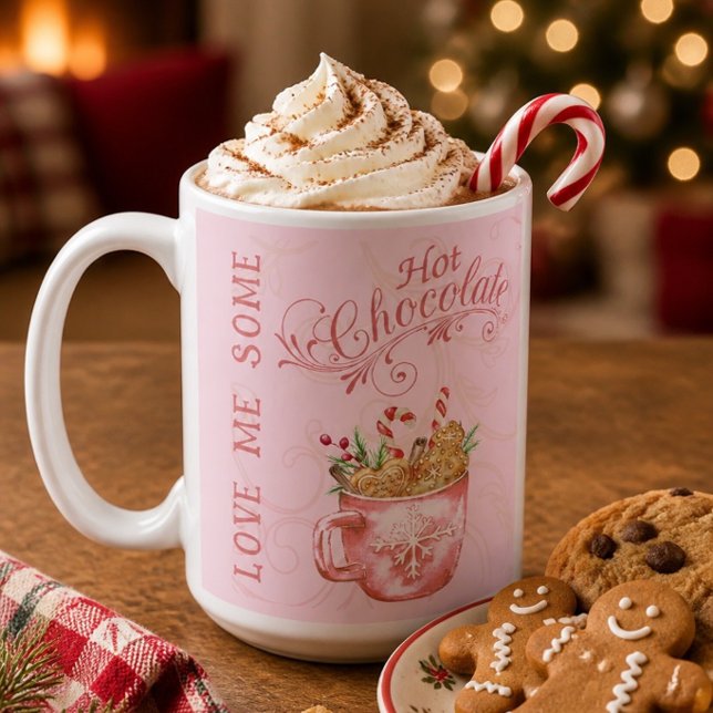 Café Caneca de Chocolate Quente Natal Rosa (Criador carregado)