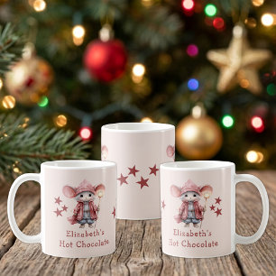 Café Caneca de chocolate quente rosa com nome de Natal